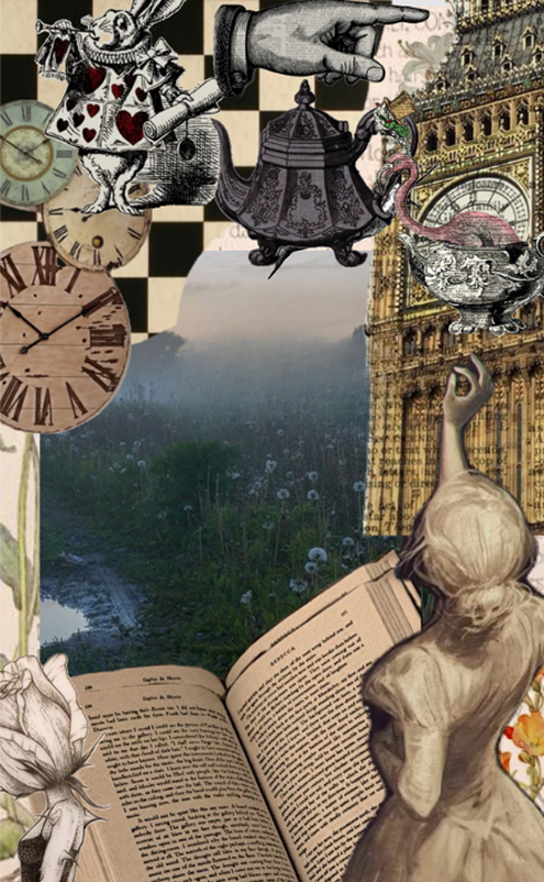 Collage dans l'esprit de Alice au pays des merveilles