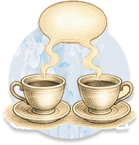 To cups of tea communicating with each other
