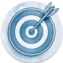 Blue target and arrow in the middle