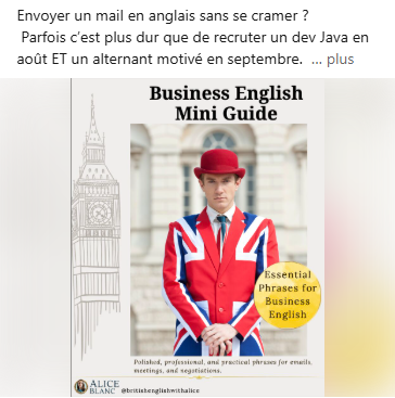 Photo d'une publication Linkedin de Alice