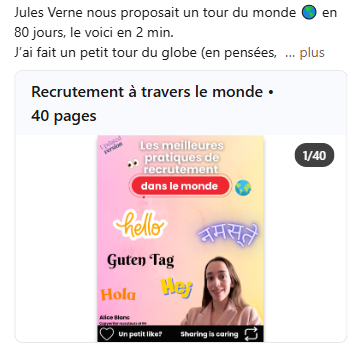 Photo d'une publication Linkedin de Alice