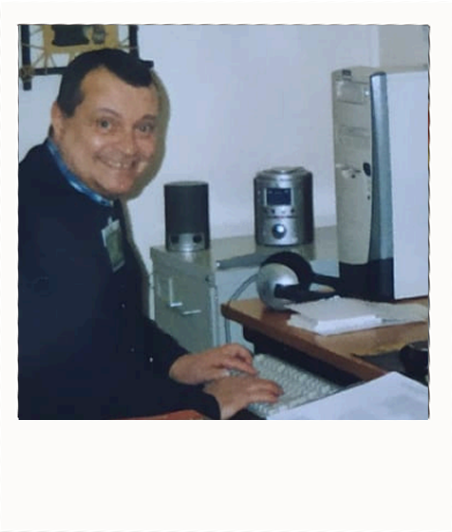Polaroid du père d'Alice Blanc, professeure d'anglais courant et professionnel, donnant des cours en ligne et des guides d'anglais pro en PDF